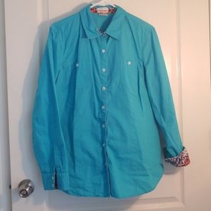 Turquoise/blue button down shirt
